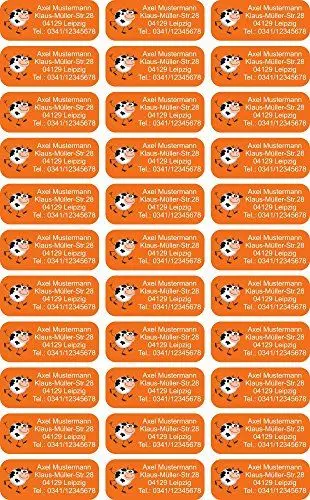Produktbild: INDIGOS UG Adressaufkleber personalisiert - 56x23 mm - 083 - Kuh - 99 Sticker selbstklebend - Namensaufkleber Kinder Schule - Etiketten, Briefe, Gegenstände, Ordner, Umschläge
