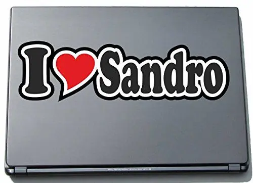 Produktbild: Indigos UG Laptop Aufkleber I Love Sandro 210 mm - Notebook Aufkleberskin - Dekoration für Laptopdeckel - für Studenten, Büro, Schule, Uni Sticker mit Namen von Mann Frau Kind
