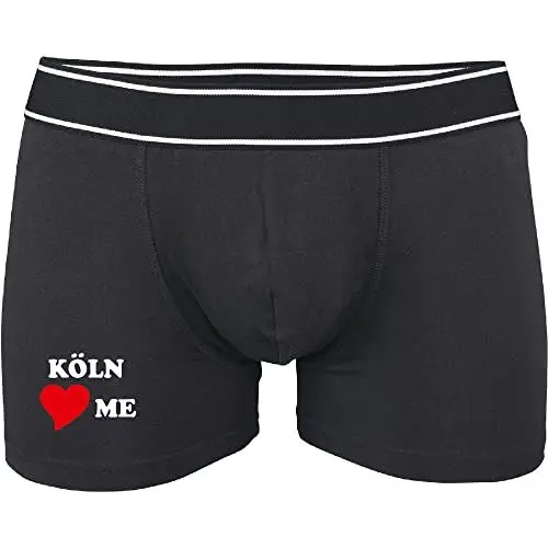 Produktbild: INDIGOS UG - Boxershorts Herren Köln - schwarz M - witzige Unterhose für Männer - Unterwäsche - Party Spaß Geschenk - Unterwäsche für Freizeit, Sport oder Fußball - Baumwolle atmungsaktiv & bequem