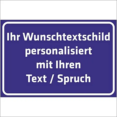 Produktbild: Indigos UG - Schilder selbst gestalten mit Wunschtext - Schild personalisiert blau - Aluverbundplatte in 8 Größen - mit Text und Schrift - für Garage, Parkplatz, Firma, Schule, Hotel oder Carport