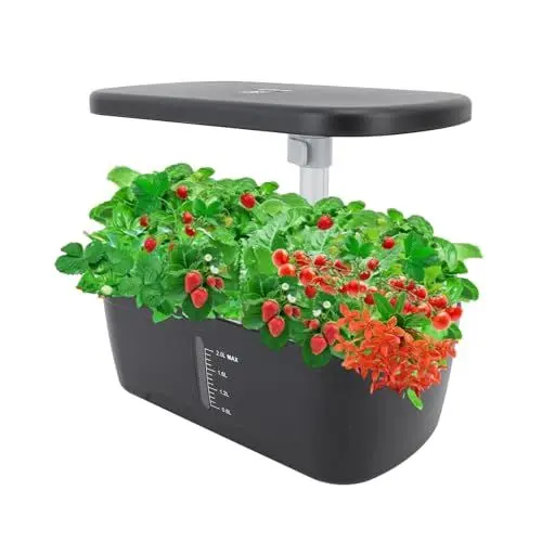 Produktbild: Indoor-Garten-Hydrokultur-Anbausystem, 6 Pods Pflanzenkeimungsset mit Wachstumslicht, Zimmerpflanzen-Anbausystem, Einfach zu Verwenden für Gemüse, Kräuter, Blumenanbau (BLACK)