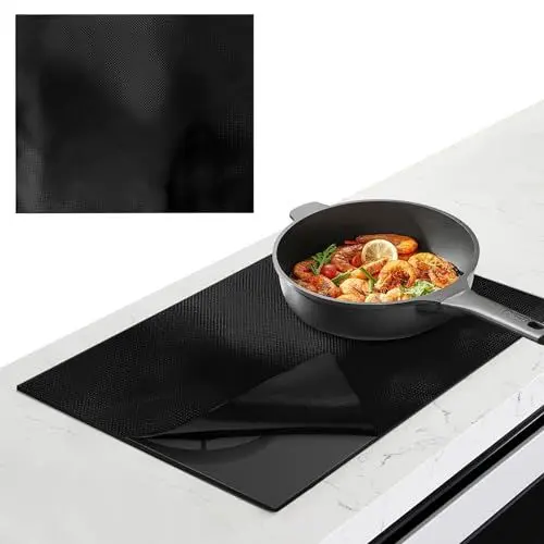 Produktbild: Induktionskochfeld Schutzmatte, 52x61cm Induktionsfeld Schutzmatte, Multifunktionale Matte für Induktionsfeld, Morecore Induktionsschutz für Backöfen, Induktionsherde (Magnetisch, Schwarz)