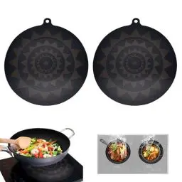 Produktbild: Induktionskochfeld Schutzmatte, Induktionsherd Schutzmatte, Kochmatte Induktionsfeld, Multifunktionale Silikonmatten, Cooktop Scratch Protector, rutschfest, Rund, 2 Stück, 24cm