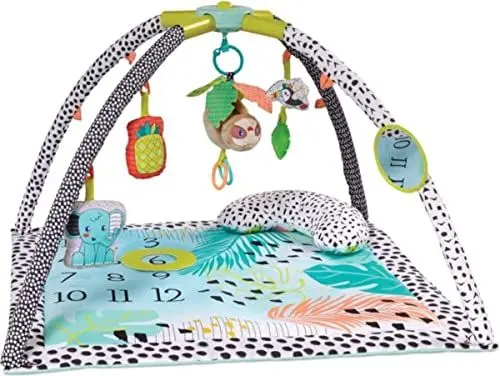 Produktbild: INFANTINO 4-in-1 Milestones & Memories Spielmatte – Sensorisch-stimulierende Spieldecke für Babys und Kleinkinder – Activity Gym mit lustigen Spielzeugen für ultimativen Spielspaß