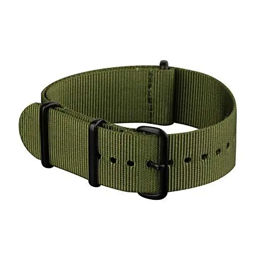 Produktbild: Infantry Army Grün Militär Durchsteck-Uhrenarmband 22mm Uhrband Natoband Nato Nylon Strap Ersatz-Watch Armband mit Edelstahl Metall Schließe für Herren Damen