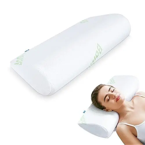 Produktbild: INFANZIA Memory Foam Kopfkissen, Ergonomisches Nackenstützkissen Seitenschläferkissen für Rücken & Bauchschläfer, Tropfenförmiges Nackenrollenkissen, Orthopädisches Nackenkissen mit Bambus Bezug
