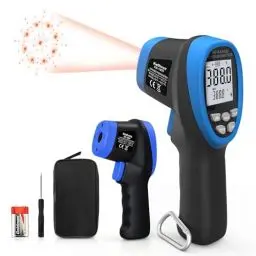 Produktbild: Infrarot Thermometer Digitale Temperaturmessgerät Gun für Industrie -50℃~1800℃, Emissionsgrad einstellbar Infrared Laser Pyrometer Pistol für Gefrierschrank/Auto/Bodenheizung(NICHT für Mensch)