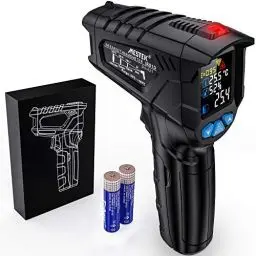 Produktbild: Infrarot Thermometer MESTEK Temperaturmessgerät Digital Laser Thermometer IR Pyrometer Gun -50°C ~ 800°C Berührungslos mit Farbe lcd Einstellbarer Emissionsgrad Küche Grill Gefrierschrank Industrie