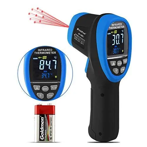 Produktbild: Infrarot Thermometer, Professionelles Digitale Laser-Temperaturpistole -50℃bis 1800℃ mit Hintergrundbeleuchtetem mit Farb-LCD-Anzeige, Einstellbarem Emissionsgrad 50:1, für Kochen/Industrie