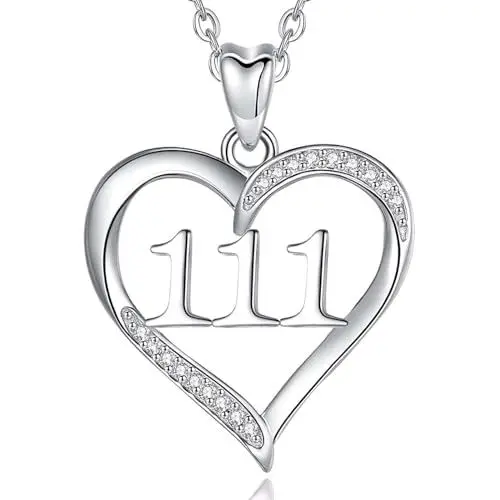 Produktbild: INFUSEU Engelszahl Kette, 925 Silber Zahlen Charm Halskette 111 Glücksanhänger Choker Schmuck für Frauen