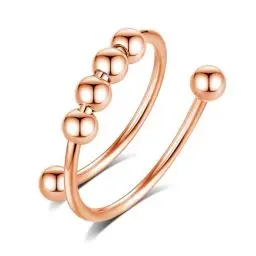 Produktbild: INFUSEU Fidget Ring Damen, Fidget Angstring Rosegold Ringe Verstellbar Bead Einstellbare Spinner Worry Schmuck Anxiety Ring Geschenk für Frauen Damen Mädchen