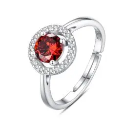 Produktbild: INFUSEU Geburtsstein Ring, 925 Sterling Silber Geburtsstein Granat Ringe für Damen Januar Personalisierbar Verstellbar Offene Bänder Zirkonia Ringe Geschenke für Frauen Mädchen