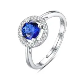 Produktbild: INFUSEU Geburtsstein Ring, 925 Sterling Silber Geburtsstein Saphir Ringe für Damen Dezember Personalisierbar Verstellbar Offene Bänder Zirkonia Ringe Geschenke für Frauen Mädchen
