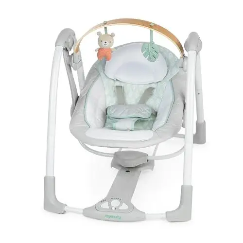 Produktbild: Ingenuity Cozy Spot Swing n Go Portable Swing - Abnehmbare und drehbare Spielzeugstange aus Holz, 6 Geschwindigkeiten, fr Kinder im Alter von 0-9 Monaten, bis zu 9kg