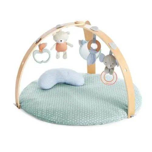 Produktbild: Ingenuity, Cozy Spot Loamy Spielmatte mit Spielbogen aus Holz, Spieldecke mit abnehmbaren Spielzeugen, Wendedecken, Stützkissen, extra Weich, Maschinenwaschbar, Neutral design, ab der Geburt