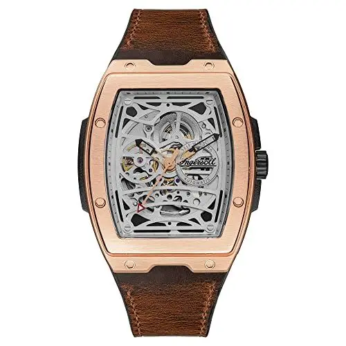 Produktbild: Ingersoll 1892 The Challenger Herren-Automatikuhr, 45 mm, mit silbernem Zifferblatt und braunem Horween-Lederarmband I12303