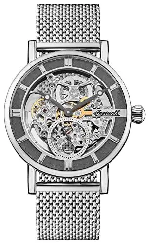Produktbild: Ingersoll The Herald Herren-Automatikuhr, 40 mm, mit skelettiertem Zifferblatt und Edelstahlarmband I00406B