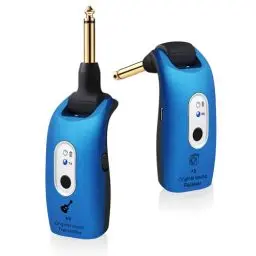 Produktbild: INGPARTNER A9 Wireless Guitar System 2.4GHz Built-in Rechargeable Lithium Battery 270°Rotatable Audio Wireless Transmitter Receiver for Acoustic Guitar Bass Violin Keyboard Electric Instruments, Blue