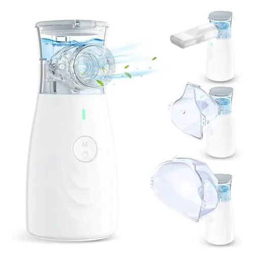 Produktbild: Inhalationsgerät, JOSSIS Inhaliergerät für Kinder und Erwachsene, Partikelgröße 1-5µm, Einstellbarer Sprühnebel, USB C Aufladbarer Inhalator