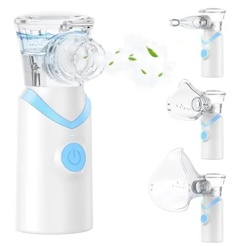 Produktbild: Inhalationsgerät, Larair Inhaliergeräte für Erwachsene & Kinder, Leiser Vernebler, Wiederaufladbarer und Tragbarer Inhalator, Inhalator mit Selbstreinigungsfunktion & Einstellbarem Sprühvolumen.