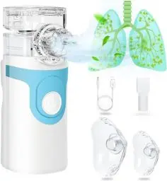 Produktbild: Inhalationsgerät für Erwachsene und Kinder - USB&Auswechselbare Batterien Tragbar Inhalationsgerät Geräuscharmer Vernebler-Set mit Mundstück und Maske für den Heim- und Reisegebrauch