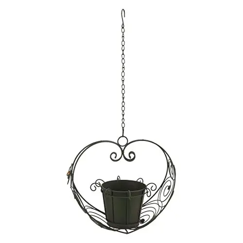 Produktbild: Dekorativer Hängender Pflanzgefäß aus Metall mit Kette, Herzförmiger Hängender Blumentopfhalter, Blumenampel, Pflanzenaufhänger für Drinnen und Draußen, Dekorativer Hängender Pflanzgefäßhalter für Gar