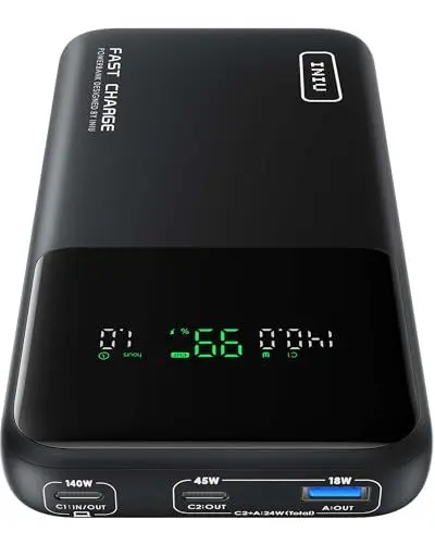 Produktbild: INIU Laptop PowerBank, 140W 25000mAh Power Bank Schnelles Laden, Klein Externer Handyakkus USB-C Input & Output für MacBook, Surface, iPad, Camera, DJI, iPhone 16 15 14, Reise, Wandern, Büro