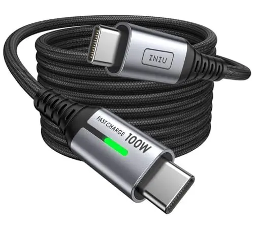 Produktbild: INIU USB C Kabel, 100W (2m) PD3.0 Schnellladekabel USB C auf USB C, Nylon Geflochten Ladekabel USB-C Ladegerät für iPhone 16 15 Pro Samsung Galaxy S23 S22 S21 Pixel 7 iPad Pro MacBook Air Tablets usw.
