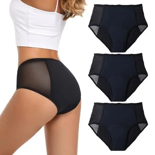 Produktbild: Inizxknk Teenager-Mädchen Periodenunterschwäsche Starke Blutung, Postpartum Menstrual Panties 3 Pack Size 4XL