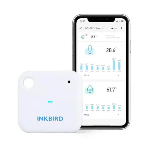 Produktbild: INKBIRD IBS-TH3 Indoor WLAN Thermometer Hygrometer mit APP Steuerung, zuverlässige Messung von 20℃ bis 60℃ für Zuhause, Büro, Gewächshaus, Reptilien, Weinkeller