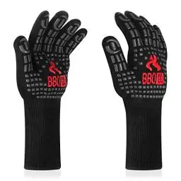 Produktbild: Inkbird Grillhandschuhe Hitzebeständige, Grillhandschuhe mit 800°C Extrem Hitzebeständige, rutschfest Ofenhandschuhe Backhandschuhe, Silikonisolierte Handschuhe zum Backen, Grillen, Kochen