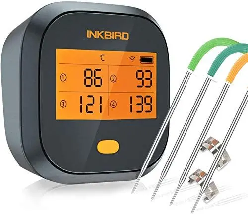Produktbild: Inkbird IBBQ-4T Thermometer für Kochen, WLAN, Backofen, Grill, mit 4 Temperaturfühlern, Küche, für den Außenbereich, wasserdicht, magnetisch, wiederaufladbar, für Grill, Fleisch, Huhn