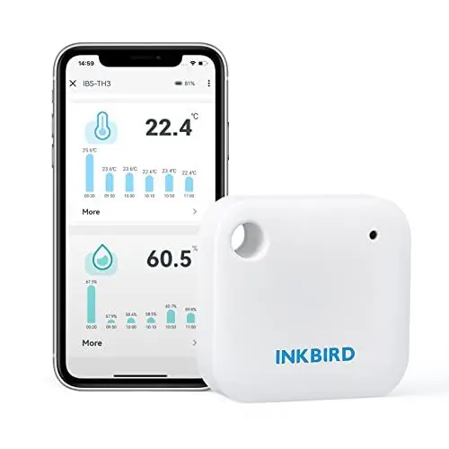 Produktbild: Inkbird Wlan Thermometer Hygrometer IBS-TH3, Innen Temperatur Luftfeuchtigkeit für Weinkeller, Gewächshaus, Garage
