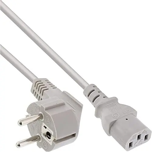 Produktbild: InLine 16651T Netzkabel, Schutzkontakt gewinkelt auf Kaltgerätestecker C13, 1m, grau