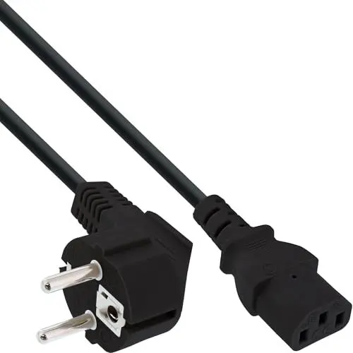 Produktbild: InLine 16651M Netzkabel, Schutzkontakt gewinkelt auf Kaltgerätestecker C13, 0,5m
