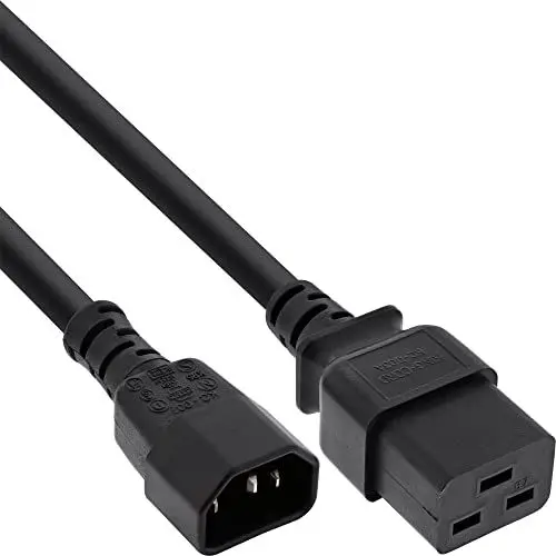 Produktbild: InLine 16659G Netz Adapterkabel, IEC-60320 C14 auf C19, 3x1,5mm², max. 10A, schwarz, 2m