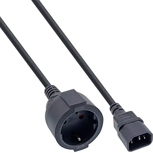 Produktbild: InLine 16659M Netz Adapter Kabel, Kaltgeräte C14 auf Schutzkontakt Buchse, für USV, 3m