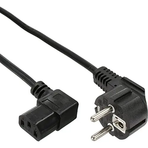 Produktbild: InLine 16752A Netzkabel, Schutzkontakt gewinkelt auf Kaltgerätestecker C13 rechts abgewinkelt, 3m, schwarz