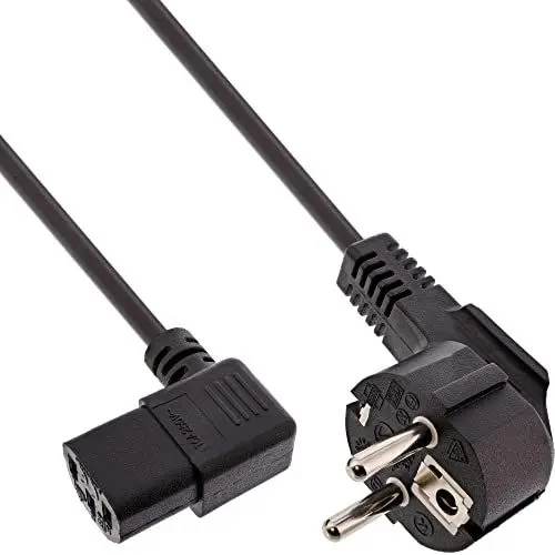 Produktbild: InLine 16752E Netzkabel, Schutzkontakt gewinkelt auf Kaltgerätestecker C13 links abgewinkelt, 5m, schwarz