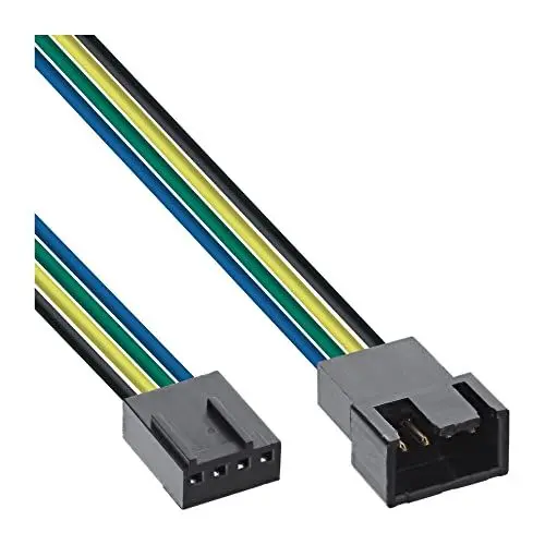Produktbild: InLine 33328A Lüfterkabel Verlängerung PWM, 4pol Molex Stecker / Buchse, 0,3m