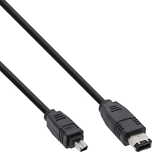 Produktbild: InLine 34642 FireWire Kabel, IEEE1394 4pol Stecker zu 6pol Stecker, schwarz, 1,8m