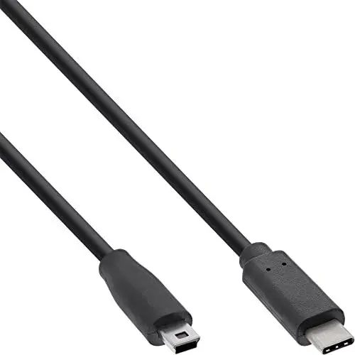Produktbild: InLine 35755 USB 2.0 Kabel, USB Typ-C Stecker an Mini-B Stecker (5pol.), schwarz, 5m