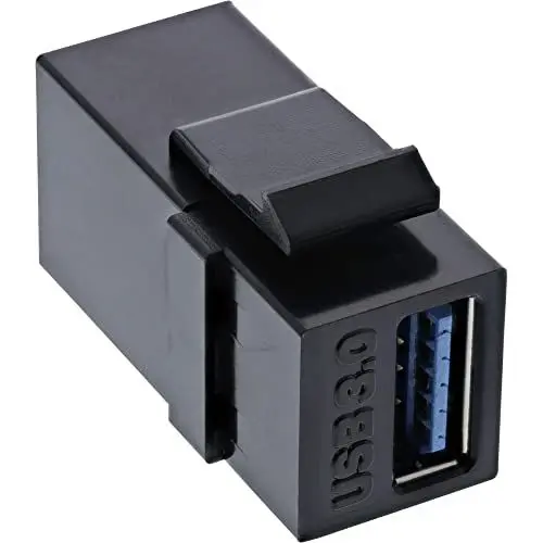 Produktbild: InLine 76202L USB 3.0 Keystone Snap-In Einsatz, USB-A Buchse / Buchse, schwarz