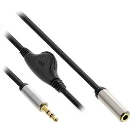 Produktbild: InLine 99253B Slim Audio Kabel Klinke 3,5mm ST / BU, mit Lautstärkeregler, 0,25m