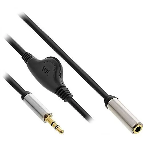 Produktbild: InLine 99253B Slim Audio Kabel Klinke 3,5mm ST / BU, mit Lautstärkeregler, 0,25m