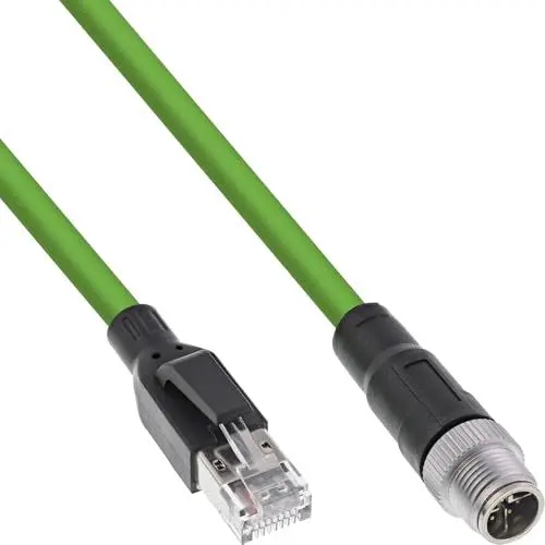 Produktbild: InLine Industrie Netzwerkkabel, M12 8-pin X-kodiert Stecker zu RJ45 Stecker, Cat.6A PUR, Ethernet M12 8-polig, 7,5m, 40607