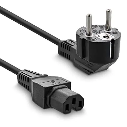 Produktbild: InLine Netzkabel Schukostecker gewinkelt auf Warmgeraetestecker C15 schwarz 1m