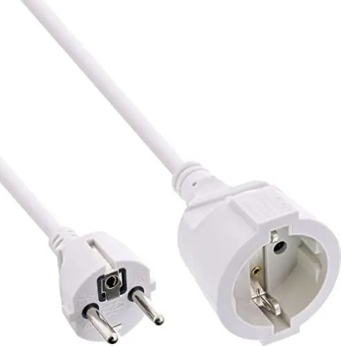 Produktbild: InLine® Strom-Verlängerung Schutzkontakt Stecker/Buchse, weiß, 1m