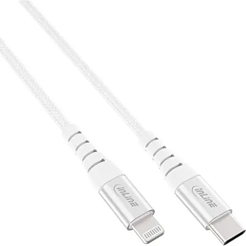 Produktbild: InLine® USB-C Lightning Kabel, für iPad, iPhone, iPod, silber/Alu, 2m MFi-zertifiziert
