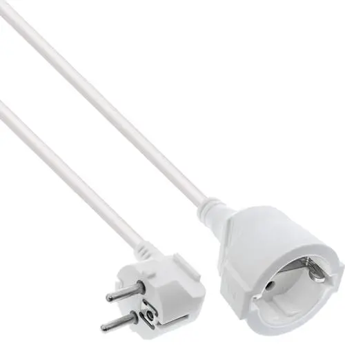 Produktbild: InLine Verlängerungskabel, Stromkabel, 7m, Schutzkontakt Stecker gewinkelt/Buchse, H05VV-F, Innenbereich, erhöhter Berührungsschutz, weiß, 16407U